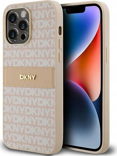 Mbulesë telefoni DKNY PU Leather Repeat Pattern Tonal Stripe, për iPhone 14 Pro, rozë