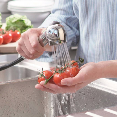 Bateri kuzhine Grohe 94710, presion i ulët, gryke që tërhiqet, krom
