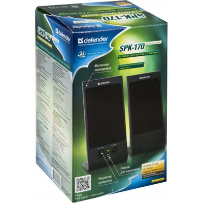 Kaltspika kompjuteri Defender SPK-170 65165, USB, me rregullim volumit, të zeza
