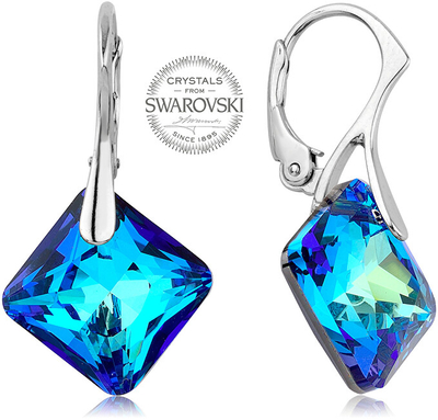 Vathë Levien Sparkling Princess, kristale Swarovski Bermuda Blue, 3cm, argjend