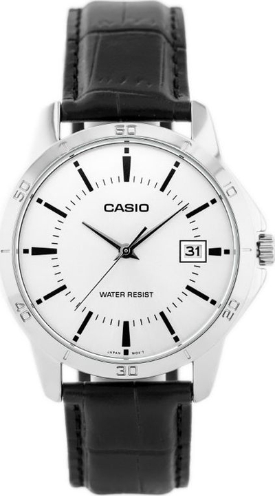 Orë dore Casio MTPV004L-7A, quartz analog, rrip lëkure, e zezë