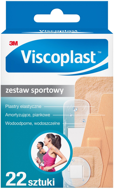 Set leukoplastësh sportivë Viscoplast Sports, 22 copë, hipoalergjik, bezhë