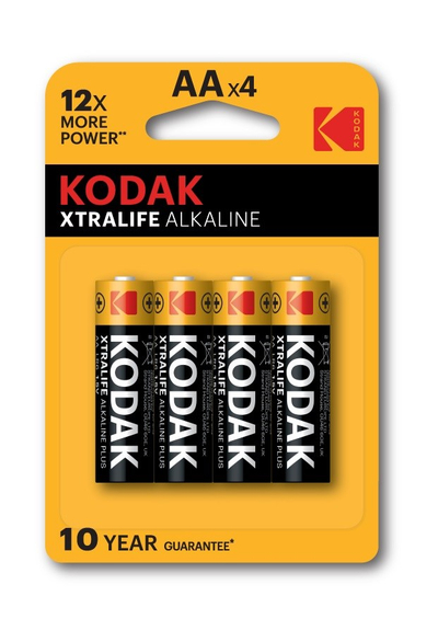 Bateri alkaline Kodak Xtralife AA LR6, 1.5V, set 4 copë, multikolor