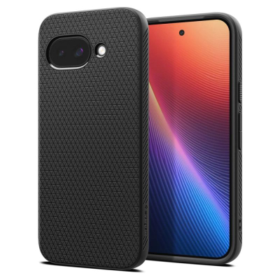 Mbrojtëse telefoni Spigen Liquid Air Pixel 9a, silikoni fleksibil, mat, e zezë