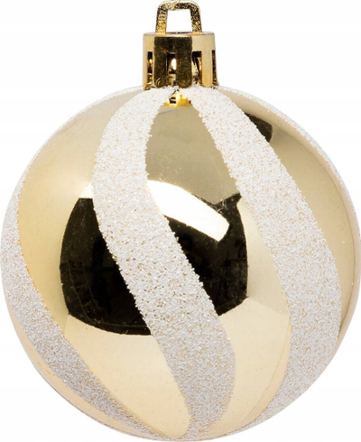 Toptha dekorativë Krishtlindjesh Atmosphera Colorama de Noël, set 25 copë, plastikë 6cm, ari dhe të bardhë