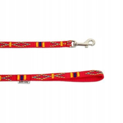 Litar qeni BarryKing, 120cm, 20mm, polipropilen, i kuq me motiv etnik