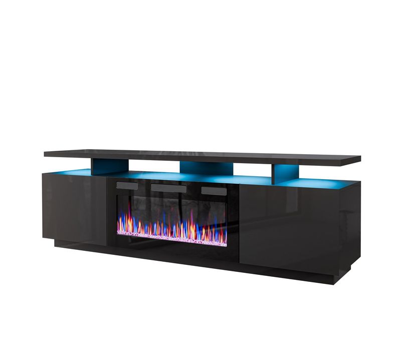 Kredencë TV Cama Meble EVA, PAL MDF, oxhak elektrik, 40x52x180cm, gri e errët