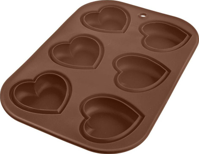 Kallëp pjekjeje në formë zemre, silikon, për muffins, rozë