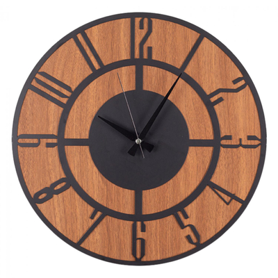 Orë muri metalike + MDF Ø41 cm (HM7453), zezë