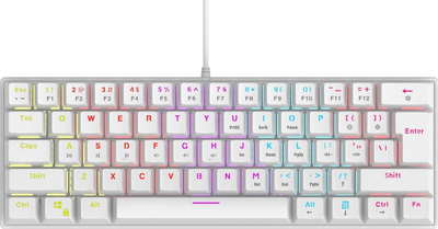 Механичка гејминг тастатура Rampage Plower K60, 60%, LED, бела