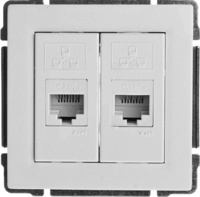 Prizë rrjeti KOS KOS66, 2 x RJ45 Cat5, e bardhë