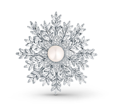 Broshe JwL Luxury Pearls JL0847, formë thelle bore, me perlë natyrale, e bardhë