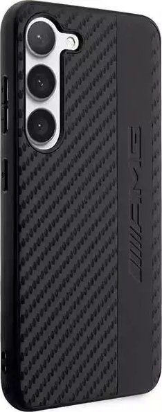 Mbulese telefoni Mercedes AMG për Samsung Galaxy S23 Plus, HardCase karbon, dizajn Stripe, e zezë