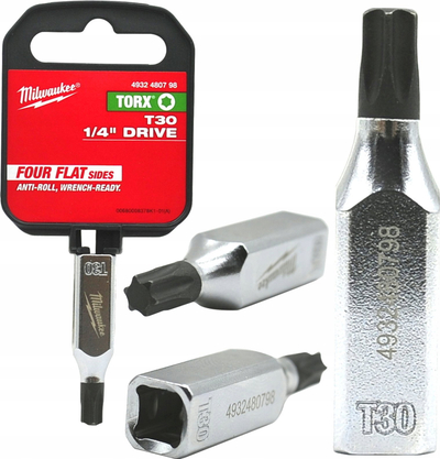 Bit çelësi Milwaukee Torx T30, lidhje 1/4", metalik