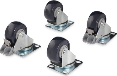 Set rrotash StarTech Caster Kit, 50 kg për rrotë, për rack serveri, zi argjend