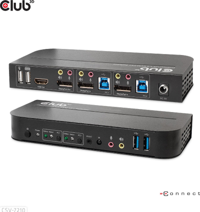 Switch KVM Club 3D CSV-7210, Dual DisplayPort, 4K 60Hz, i zi