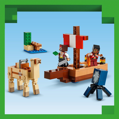 Lodër ndërtime LEGO Minecraft 21259 Pirate Ship Voyage, set piratësh, mbi 8 vjeç, shumëngjyrësh