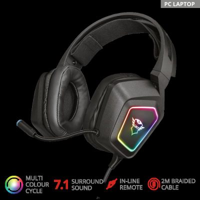 Headset gaming Trust GXT 450 Blizz, 7.1 surround, RGB, me kabllo