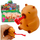 Figurë lodër squishy kapibara me borinë dhe pipë, 7cm, kafe