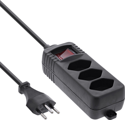 Prizë zgjatuese InLine Socket Strip Zvicër, 3 dalje, 1.5m, e zezë