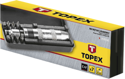 Set kaçavidash goditëse Topex 39D556, 7 copa, me bite çelik krom-vanadium