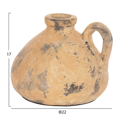 Vazo dekorative HomeMarkt Vermo HM4394, balte terrakote, 22x17cm, bezhë e vjetër