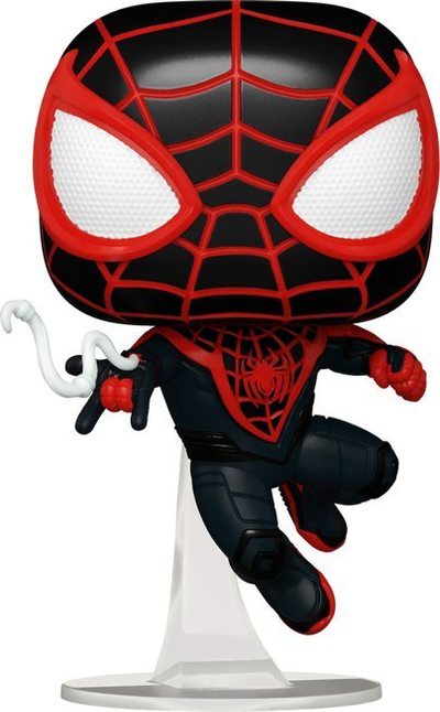 Figurë koleksionu Funko Pop Spider-Man 2 Miles Morales Upgraded Suit, 10cm, vinyl, e zezë me të kuqe