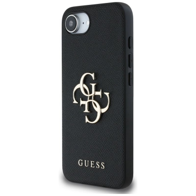Маска за телефон Guess Grained Big 4G Logo, за iPhone 16e, црна
