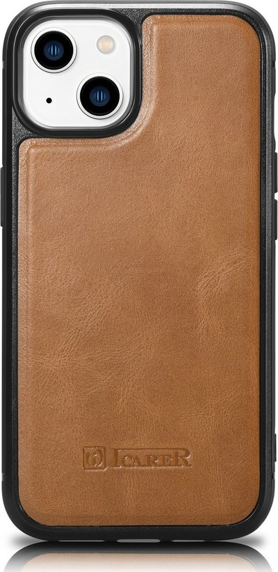 Kapak telefoni iCarer Leather Oil Wax për iPhone 14 Plus, rrobë me lekure, kap me MagSafe, ngjyrë kafe