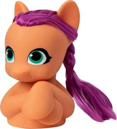 Lodër kokë stilimi Hasbro My Little Pony Sunny Styling Head, me aksesorë flokësh, për fëmijë, vjollcë