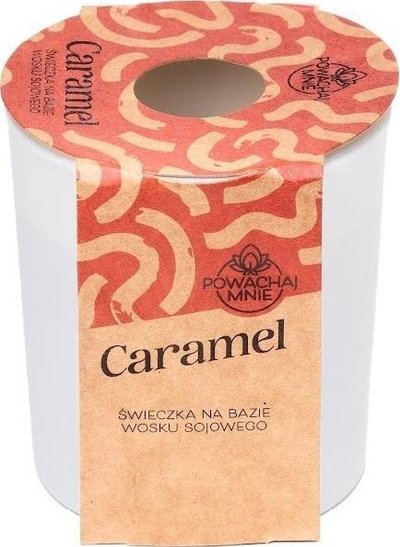 Qiri aromatik Pavoncella Soy Scented Candle Caramel, 130ml, aromë karamel, i bardhë