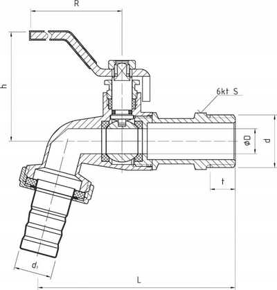 Чешма за градина со рачка, метал бакарна легура, 1/2" 3/4" 1", црвена рачка