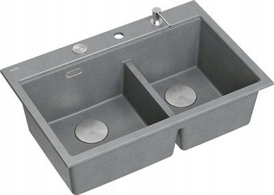 Lavaman kuzhine Quadron Marc 120, 2 vaska, 76x50x22cm, gri argjendtë
