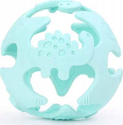 Lodër top silikoni GiliGums Dino Ball, për dhëmbëzim, 3m+, ngjyra të ndryshme