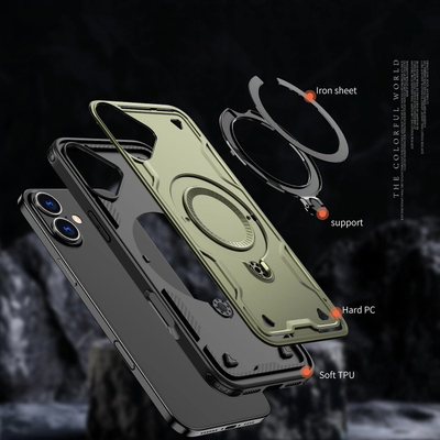 Mbrojtëse telefoni Hybrid Armor Trendy, për iPhone 16 Plus, me MagSafe, e gjelbër