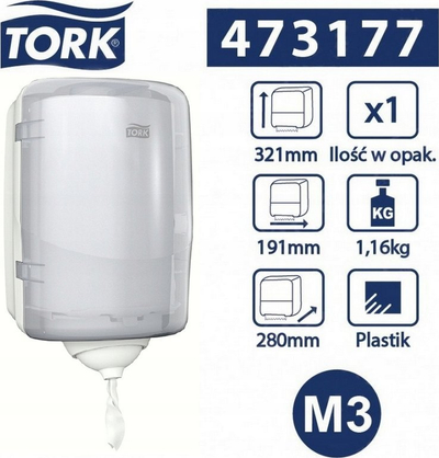 Dispenser letre Tork Mini Wipe M3, për mur, plastik, i bardhë