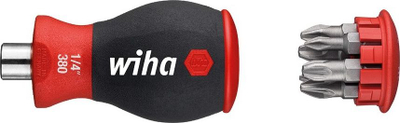 Kaçavidë magnetike Wiha Stubby 33736, magazinë 6 bit 1/4", PH dhe të sheshtë