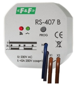 Rele me radio F&amp;F RS-407B, 230V AC, 1P, e bardhë