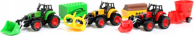 Lodër traktor me rimorkio, metal plastik, mekanizëm pull back, shumëngjyrësh