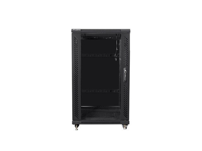 Kabinet rack 19" Lanberg FF01, 22U, 600x800, derë xhami, i zi