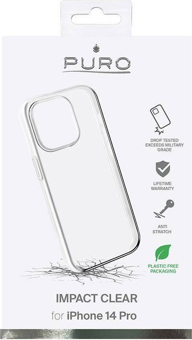 Kapak mbrojtës Puro Impact Clear për iPhone 14 Pro, rezistent ndaj goditjeve, transparent