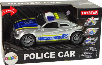 Makina e policisë lodër Leantoys, shkallë 1:14, me drita e zëra, ngjyrë argjendtë