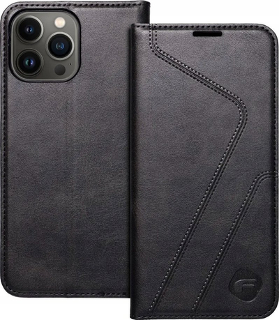 Këllëf telefoni Forcell F-Protect, tip libër, me RFID Blocker, për iPhone 13 Pro Max, i zi