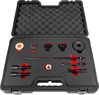 Set veglash NEO Tools TOP-10-586 për kushineta rrotash Harley Davidson, 3/4" 1" 25 mm, në kuti plastike të zezë