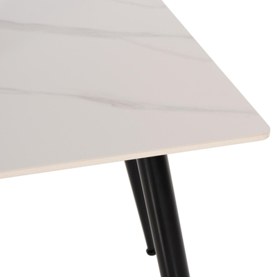 Tavolinë ngrënieje Tom 160x80x76Hcm (HM9588.02), bardhë/ zezë