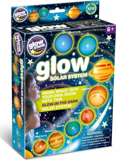 Set dekorativ tavani Brainstorm Ceiling Glow Solar System, planetë fosforeshentë, shumëngjyrësh