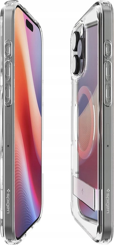 Mbrojtëse telefoni Spigen Slim Armor Essential S MagSafe, për iPhone 16 Pro, me këmbë mbajtëse, transparente