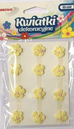 Lule zbukuruese Brewis, 18mm, set me 12 copë, të verdha