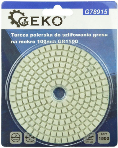 Disk diamant Geko G78915, 100mm, granulim 1500, për bluarje me ujë