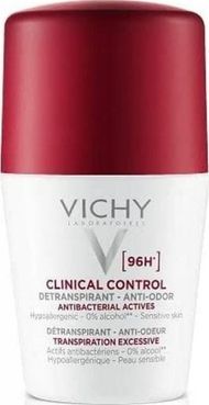 Dezodorant roll-on Vichy Clinical Control 96h, unisex, 50 ml, i bardhë